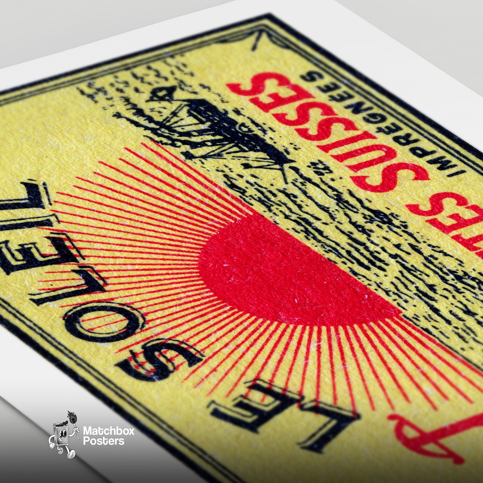 Sunrise - vintage matchbox label print - close-up detail