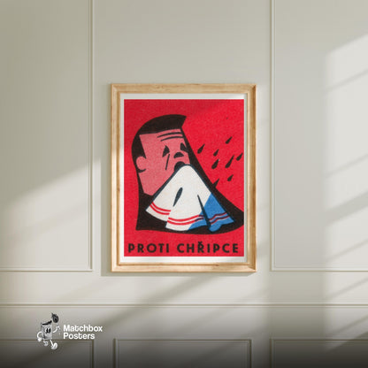 Protect Against Flu - vintage matchbox label print - bedroom mockup