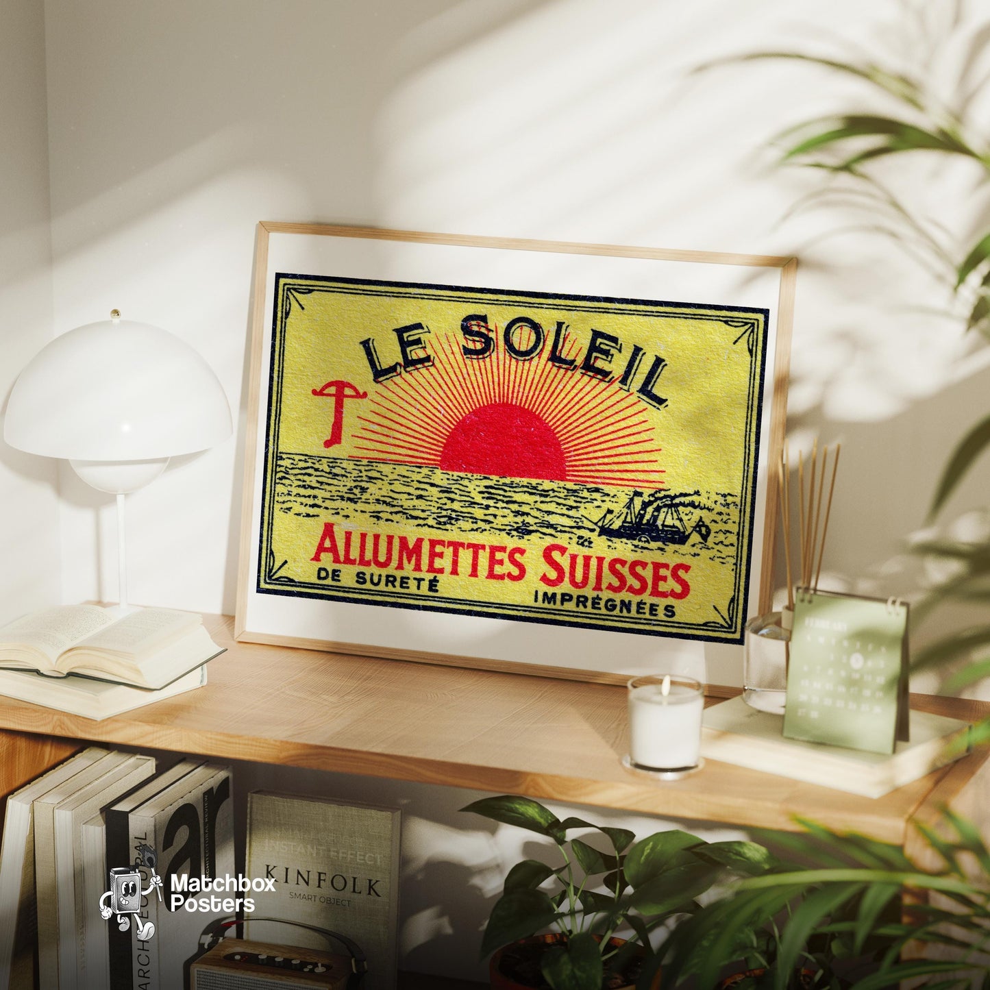 Sunrise - vintage matchbox label print - office wall