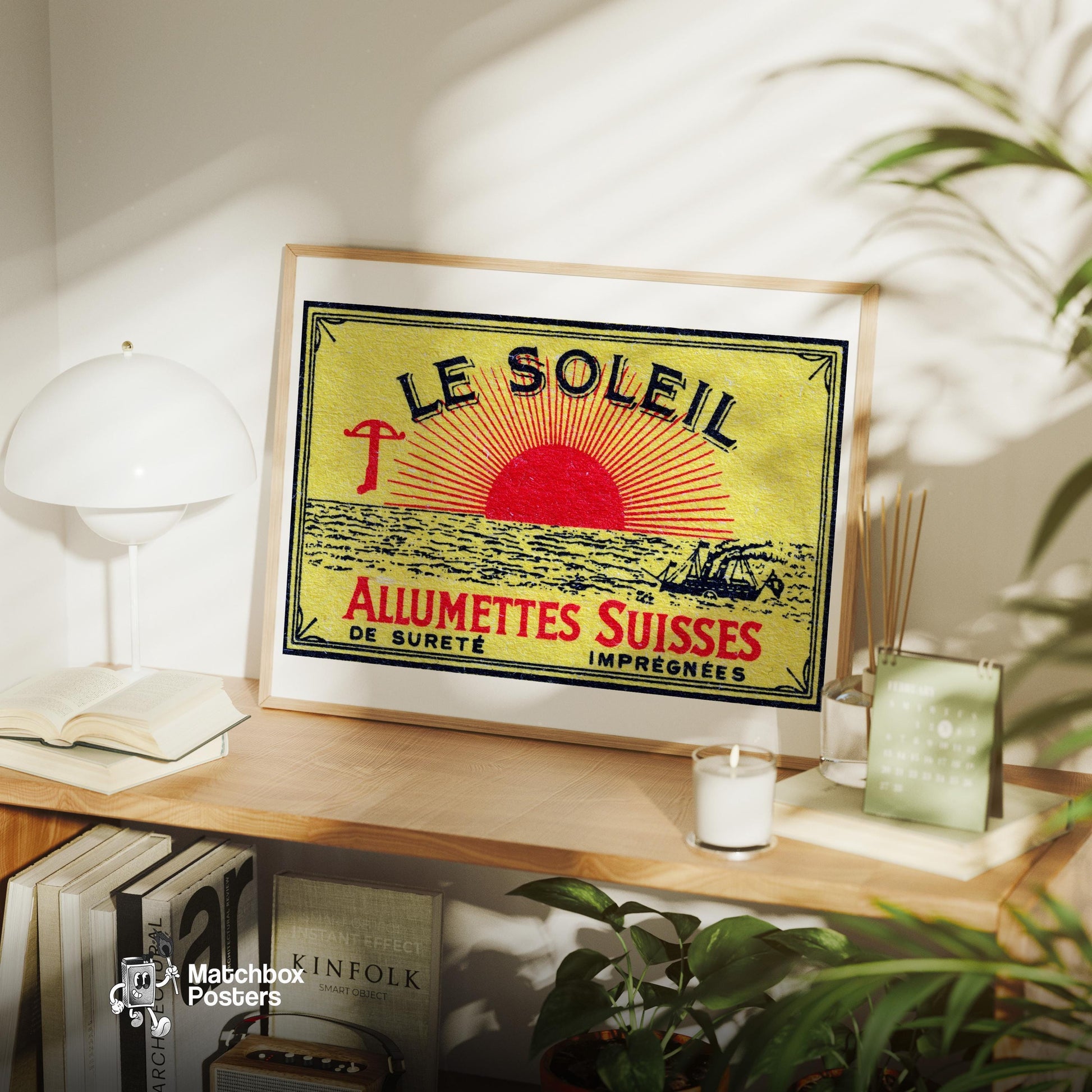 Sunrise - vintage matchbox label print - office wall