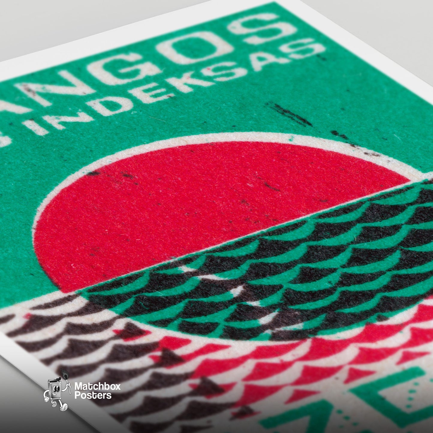 Red Sunset - vintage matchbox label print - close-up detail