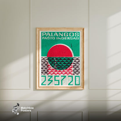 Red Sunset - vintage matchbox label print - bedroom mockup