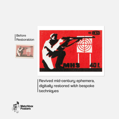 Marksman - vintage matchbox label print - framed wall art preview