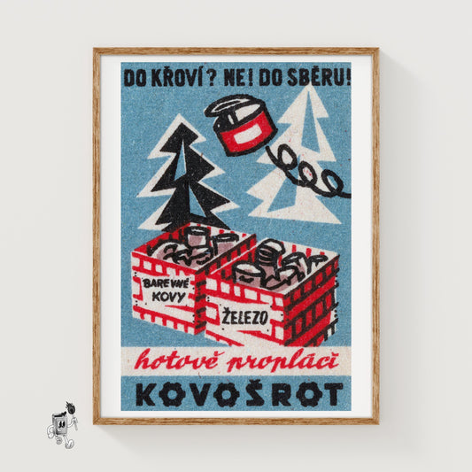 Collect Scrap Metal - vintage matchbox label print