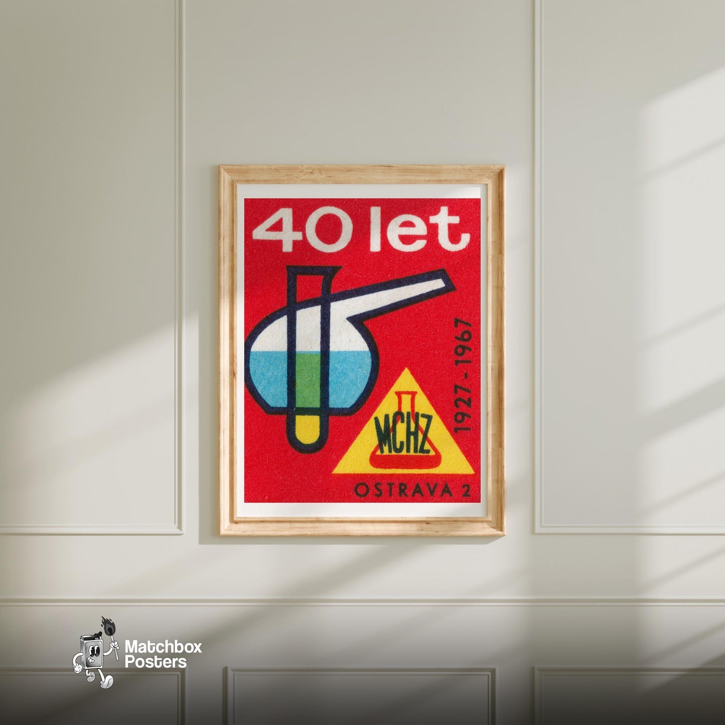 Industrial Chemistry - vintage matchbox label print - bedroom mockup