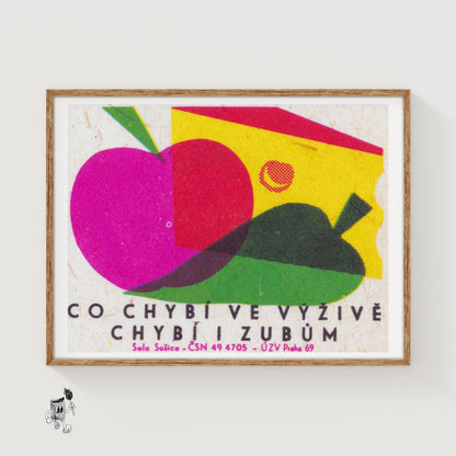 Apple and Pear - vintage matchbox label print