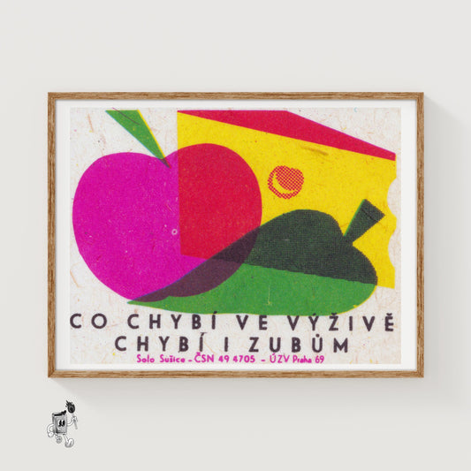 Apple and Pear - vintage matchbox label print