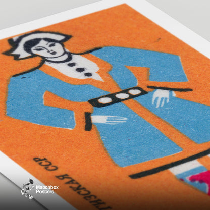Kyrgyz Woman - vintage matchbox label print - close-up detail