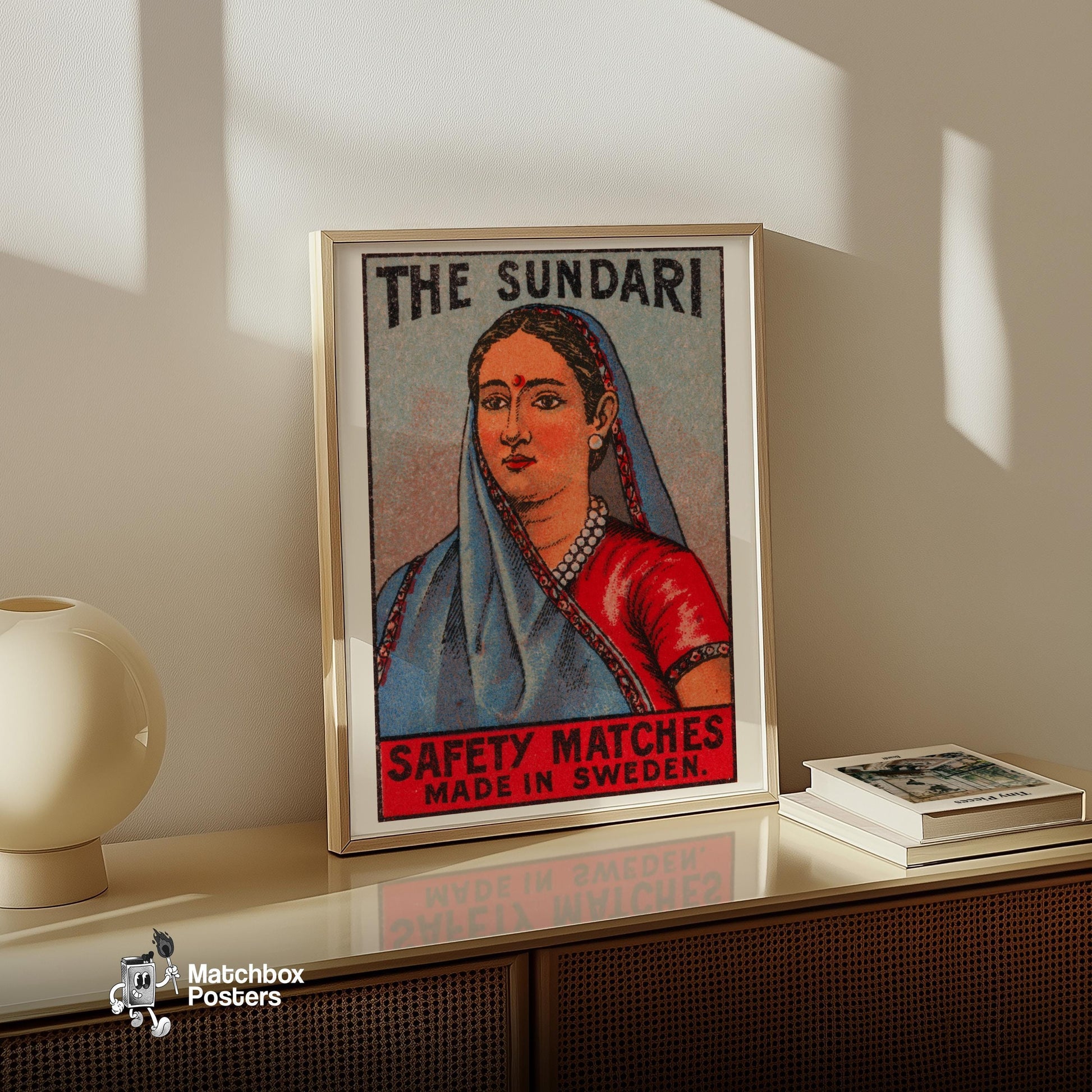 Sundari Woman - vintage matchbox label print - size comparison