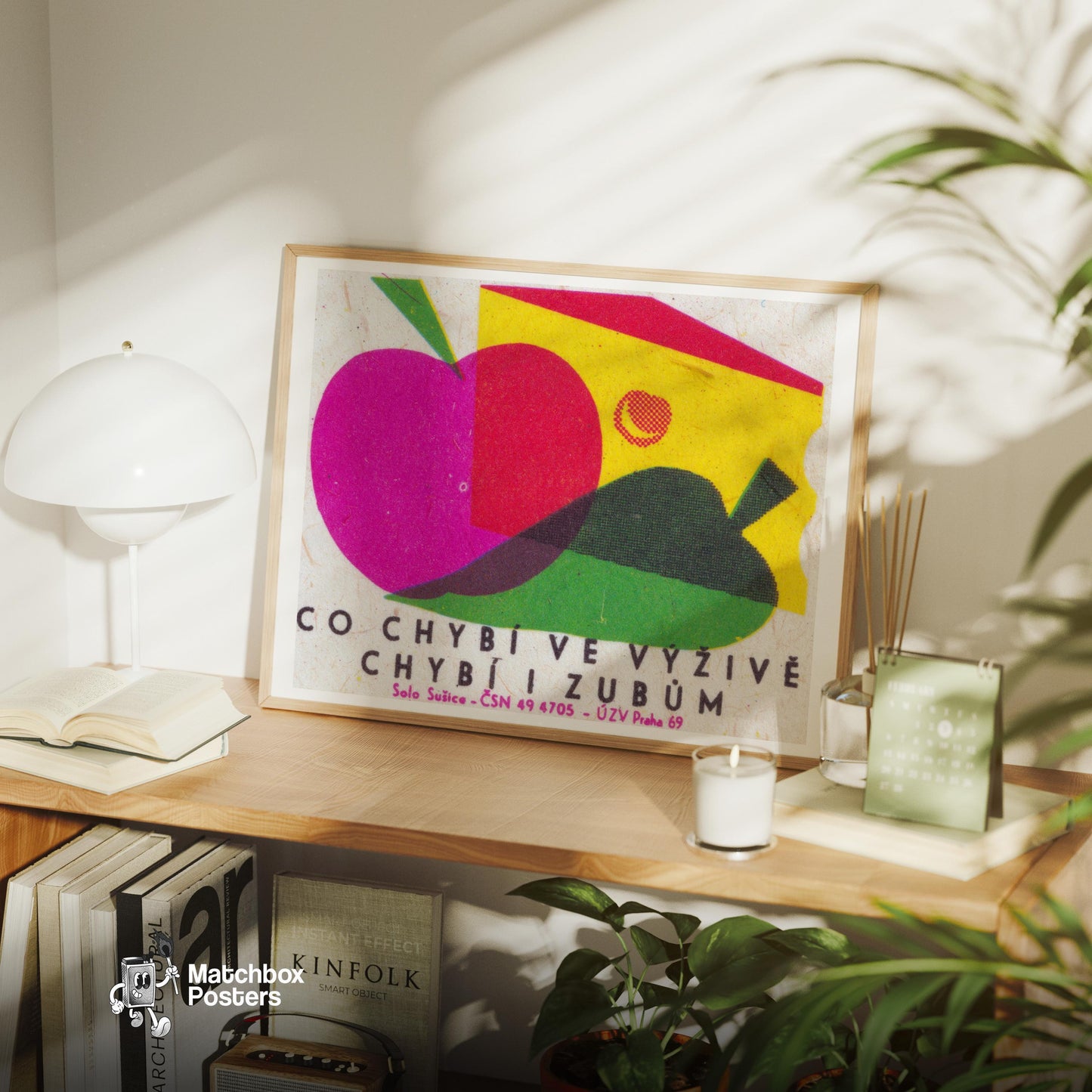 Apple and Pear - vintage matchbox label print - office wall