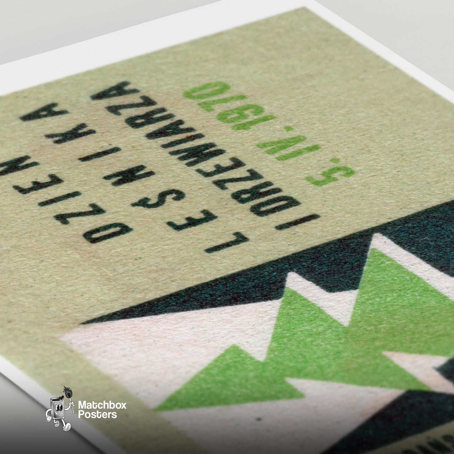 Tree - vintage matchbox label print - close-up detail
