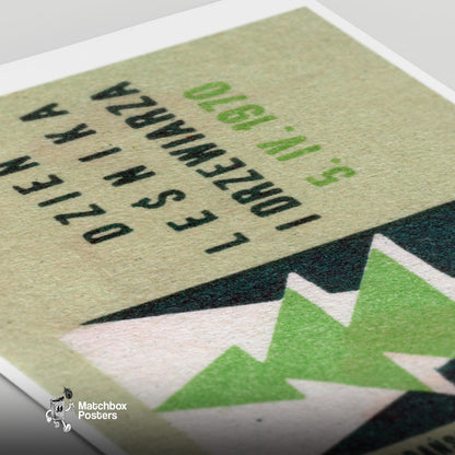 Tree - vintage matchbox label print - close-up detail