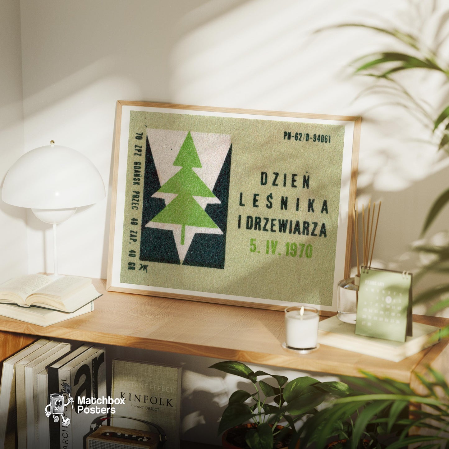 Tree - vintage matchbox label print - office wall