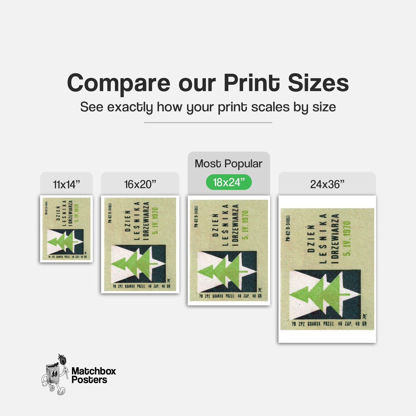 Tree - vintage matchbox label print - gallery wall preview