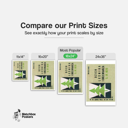 Tree - vintage matchbox label print - gallery wall preview