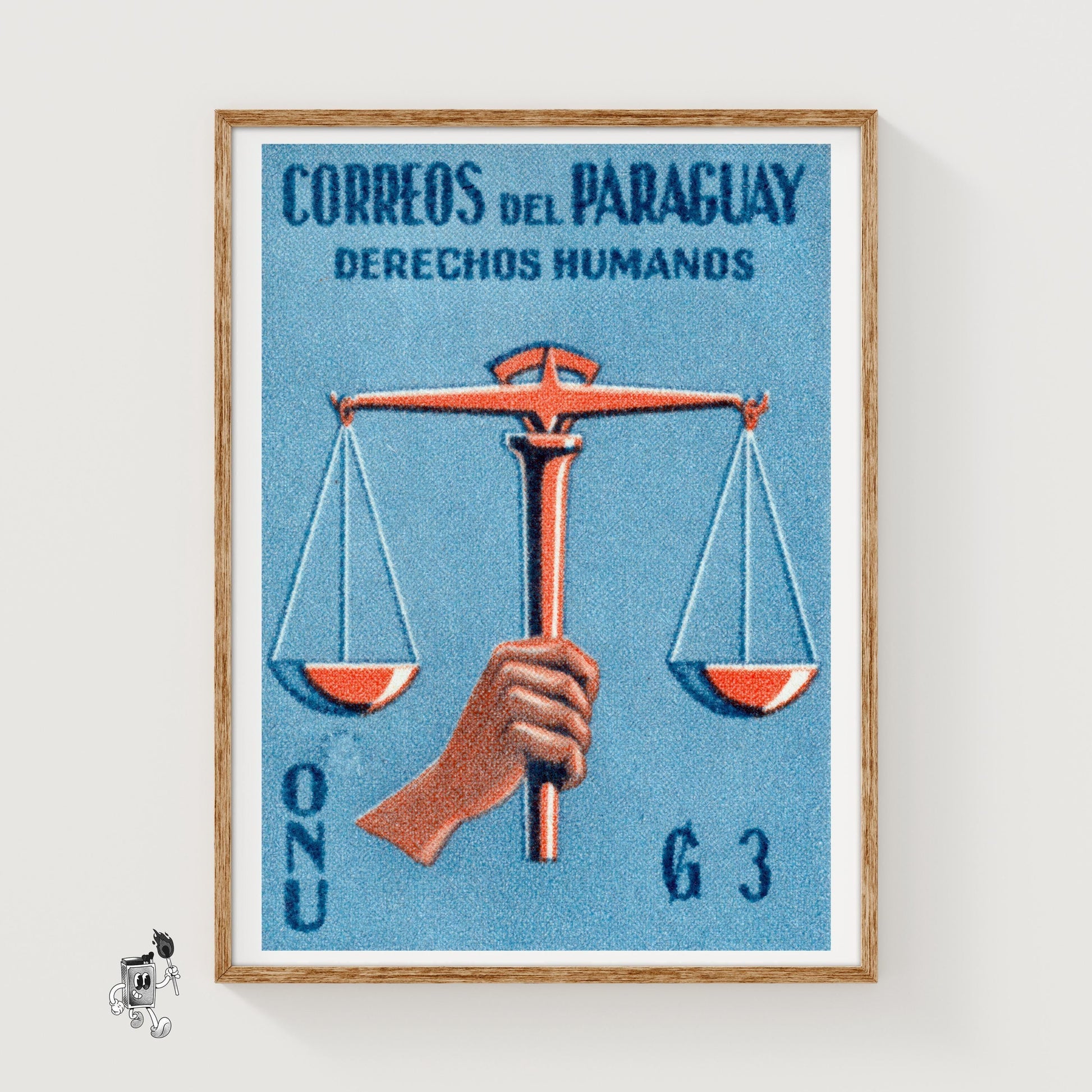 Hand Holding Scales Of Justice Paraguay - vintage matchbox label print