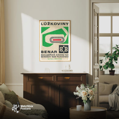 Bedding Advertizement - vintage matchbox label print - living room mockup