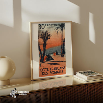 Desert Landscape - vintage matchbox label print - size comparison