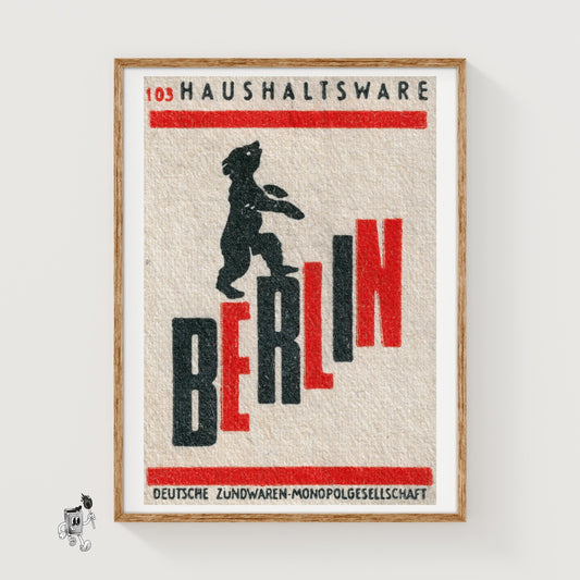 Berlin Bear - vintage matchbox label print