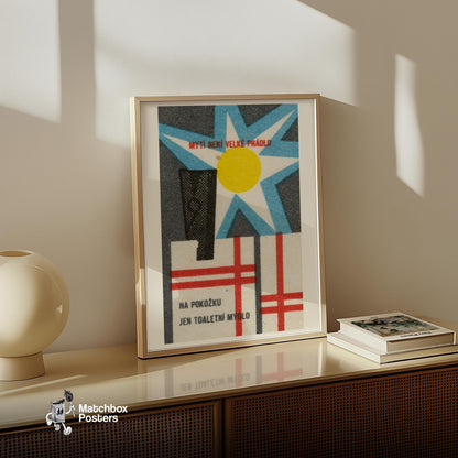 Star and Sun - vintage matchbox label print - size comparison