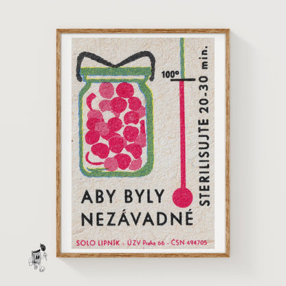 Jar of Cherries - vintage matchbox label print