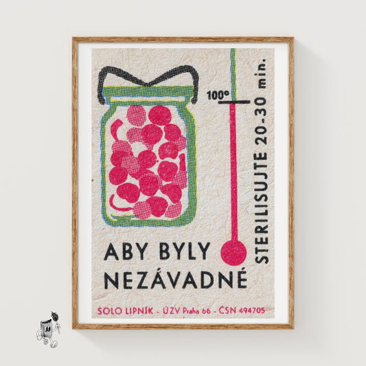 Jar of Cherries - vintage matchbox label print