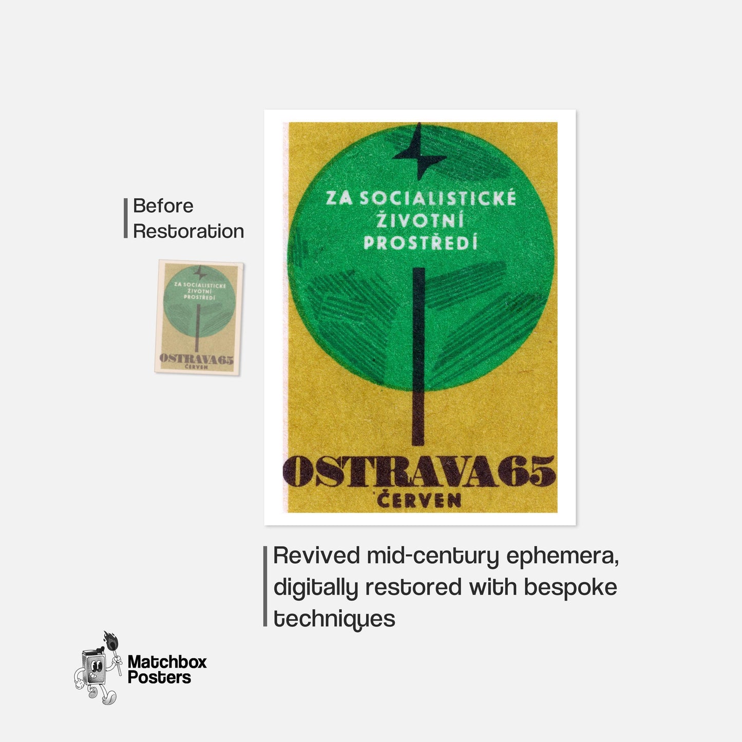 Socialism Trees - vintage matchbox label print - framed wall art preview