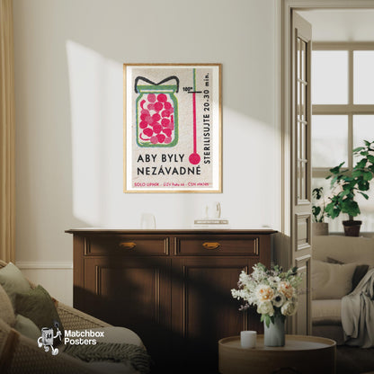 Jar of Cherries - vintage matchbox label print - living room mockup