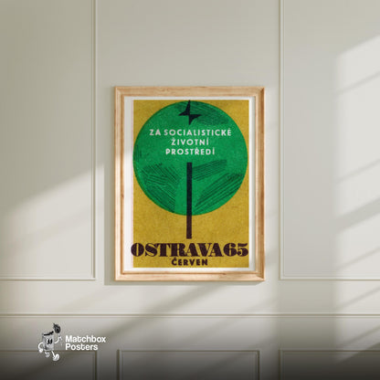Socialism Trees - vintage matchbox label print - bedroom mockup