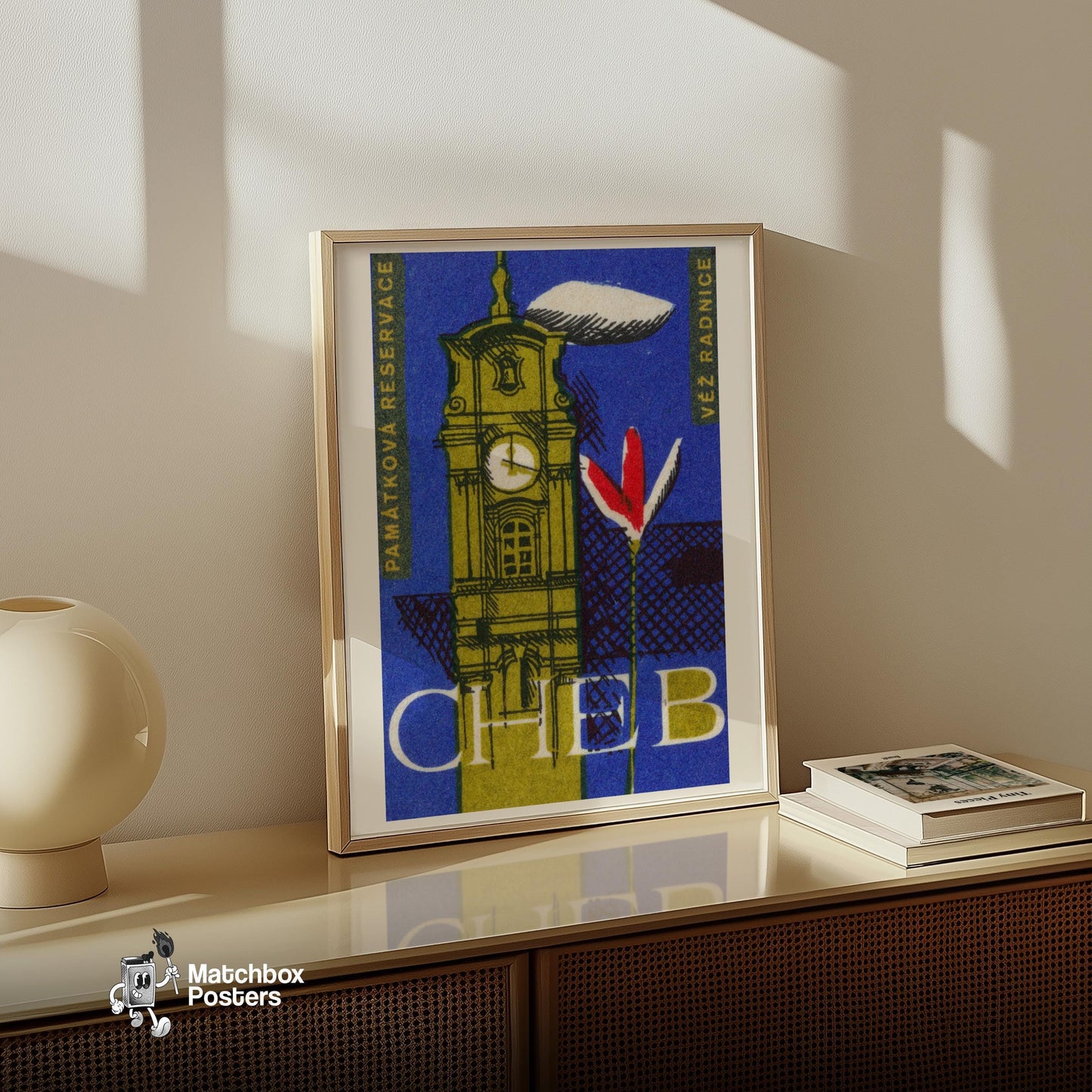 Clocktower - vintage matchbox label print - size comparison