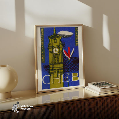 Clocktower - vintage matchbox label print - size comparison