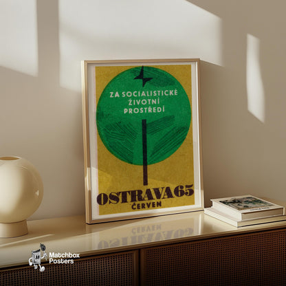 Socialism Trees - vintage matchbox label print - size comparison
