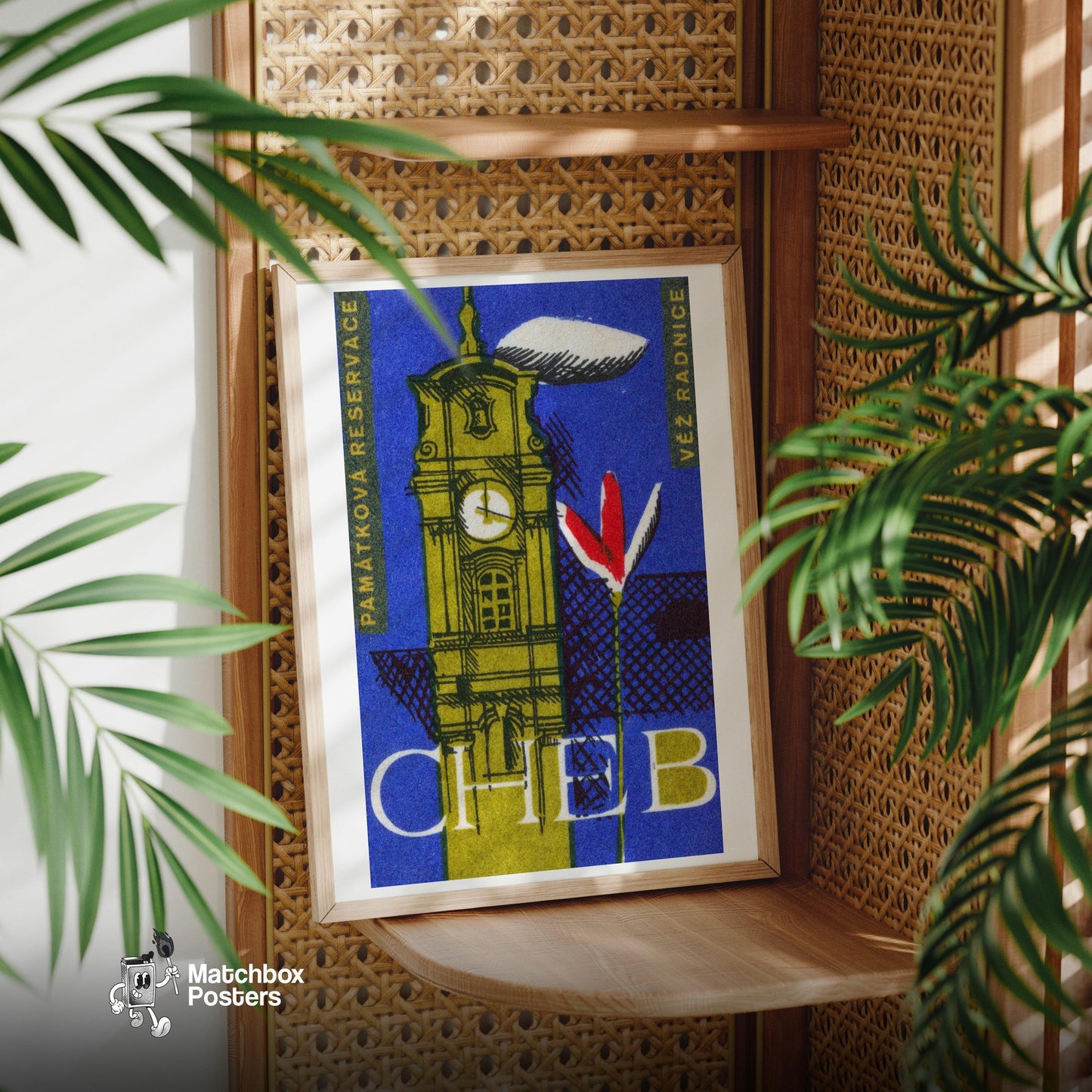 Clocktower - vintage matchbox label print - office wall