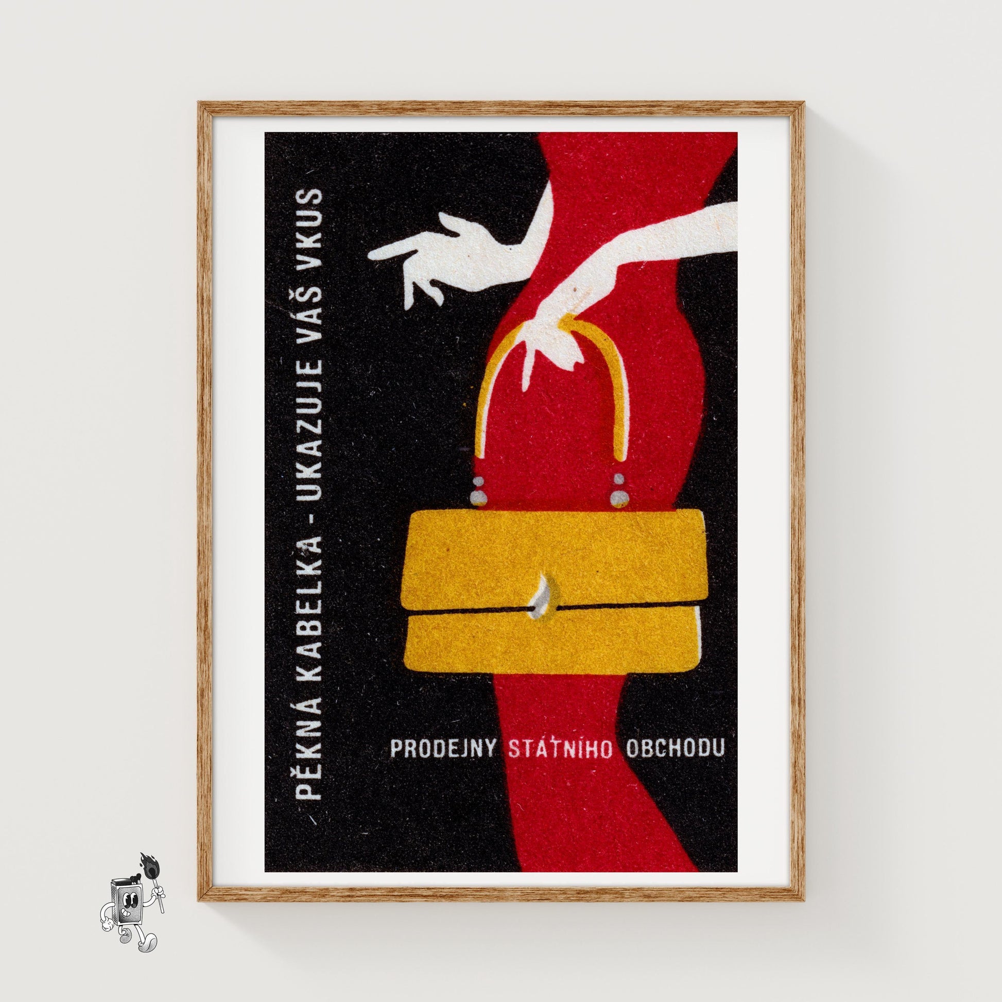 Woman with Yellow Handbag - vintage matchbox label print