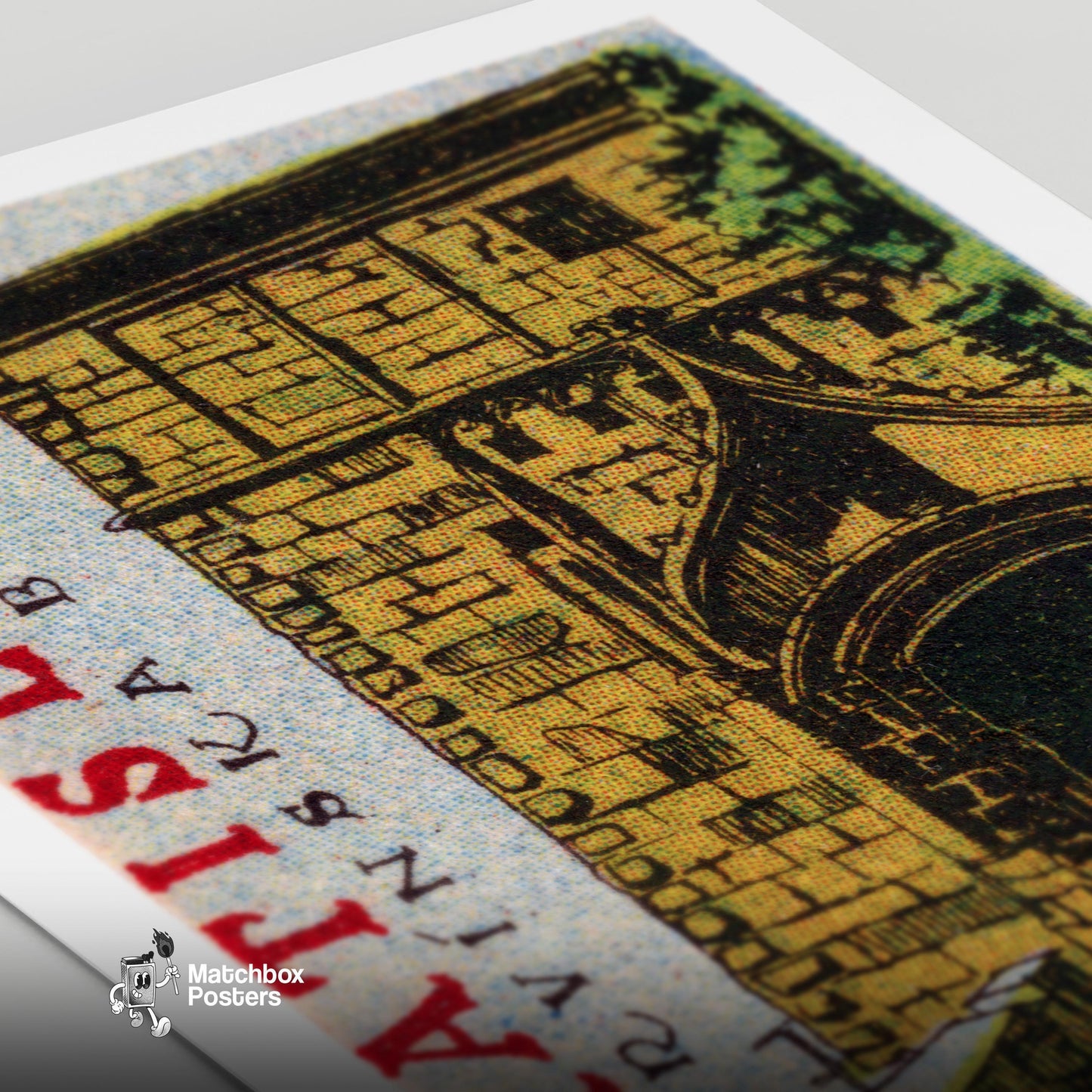 Historic Archway - vintage matchbox label print - close-up detail