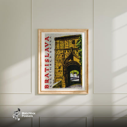 Historic Archway - vintage matchbox label print - bedroom mockup