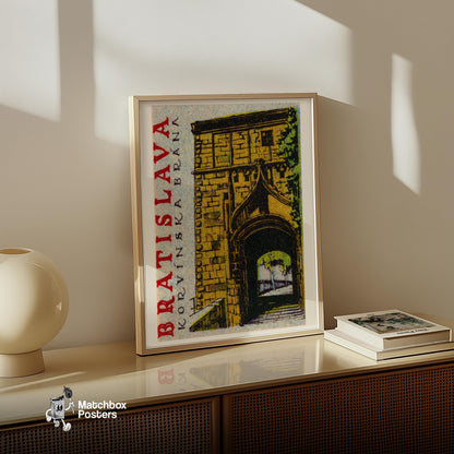 Historic Archway - vintage matchbox label print - size comparison