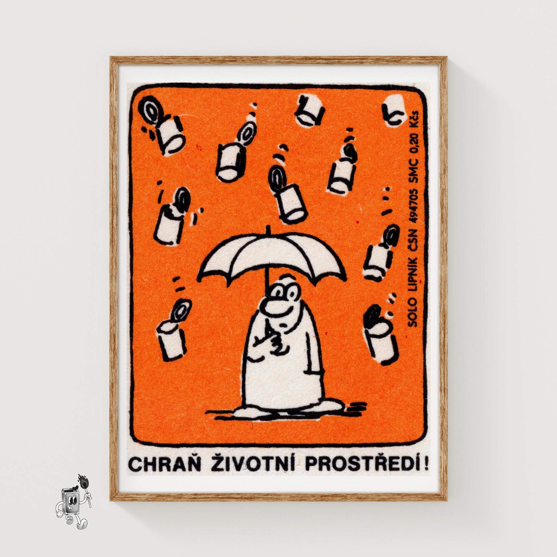 Raining Trash - vintage matchbox label print
