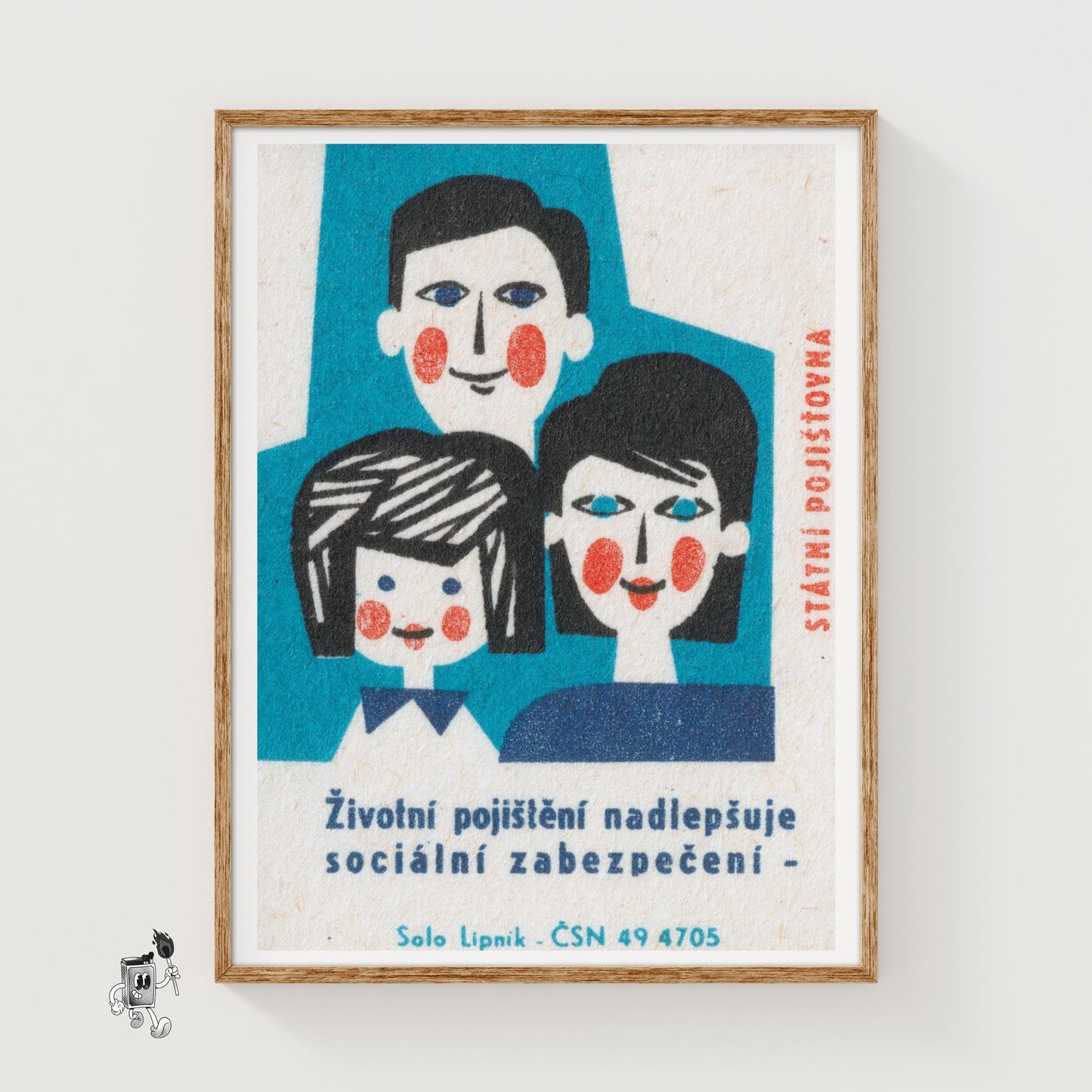 Family Life Insurance - vintage matchbox label print