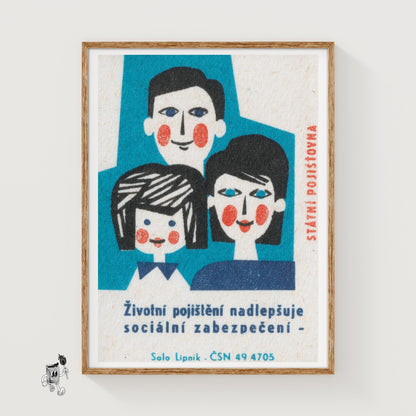 Family Life Insurance - vintage matchbox label print