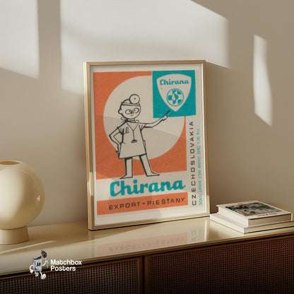Cartoon Doctor - vintage matchbox label print - size comparison