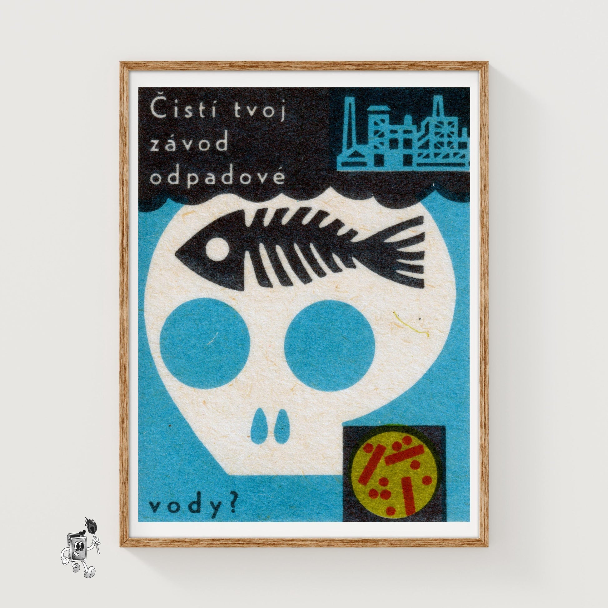 Industrial Skull - vintage matchbox label print