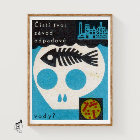 Industrial Skull - vintage matchbox label print