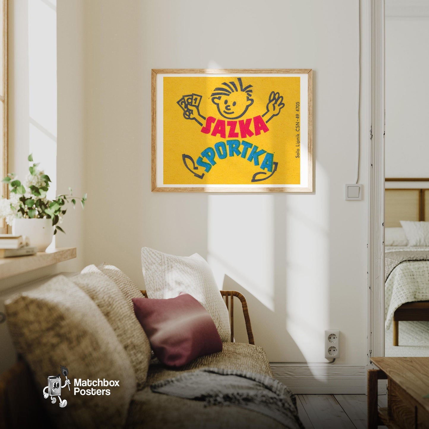 Sports Betting - vintage matchbox label print - living room mockup