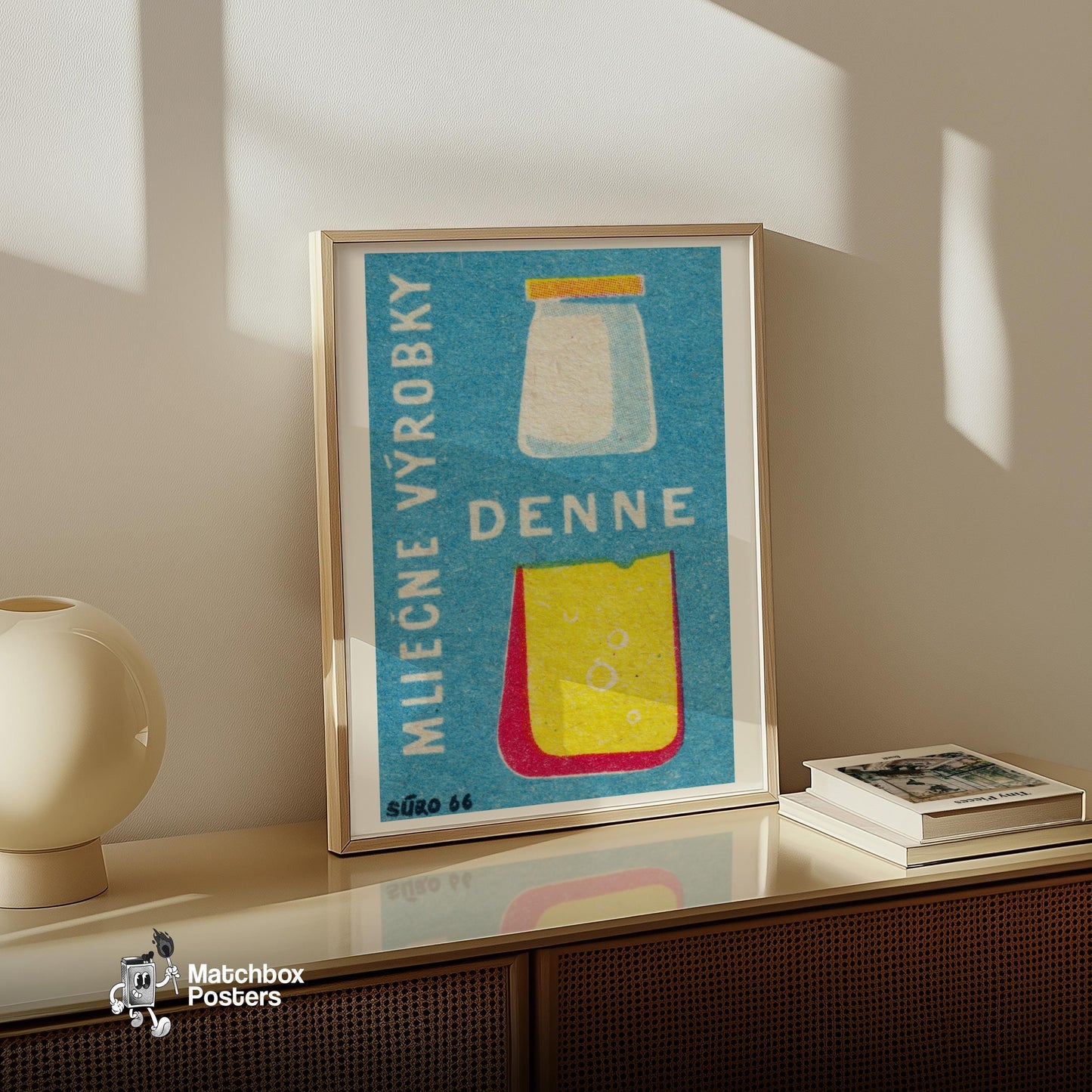 Illustration Of A Milk Jar - vintage matchbox label print - size comparison