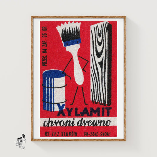 Paint Brush - vintage matchbox label print