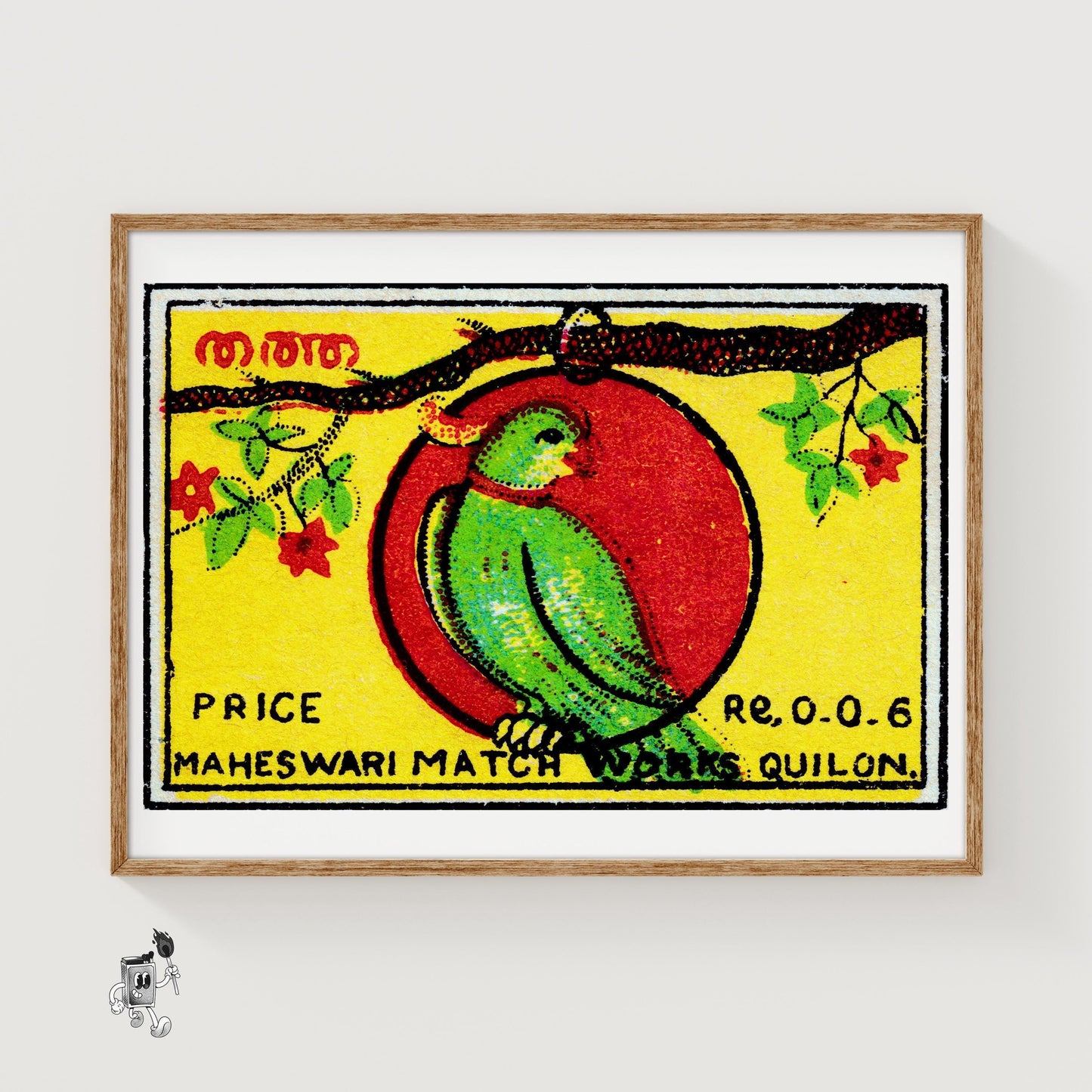Jamaica Parrot - vintage matchbox label print