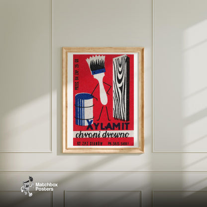 Paint Brush - vintage matchbox label print - bedroom mockup