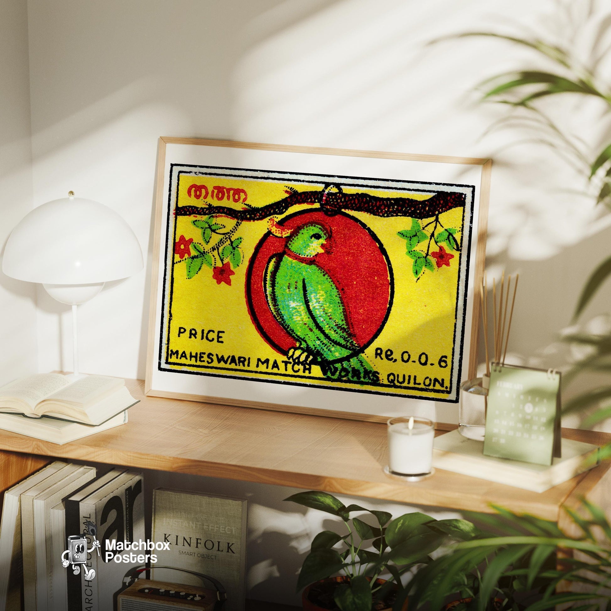 Jamaica Parrot - vintage matchbox label print - office wall