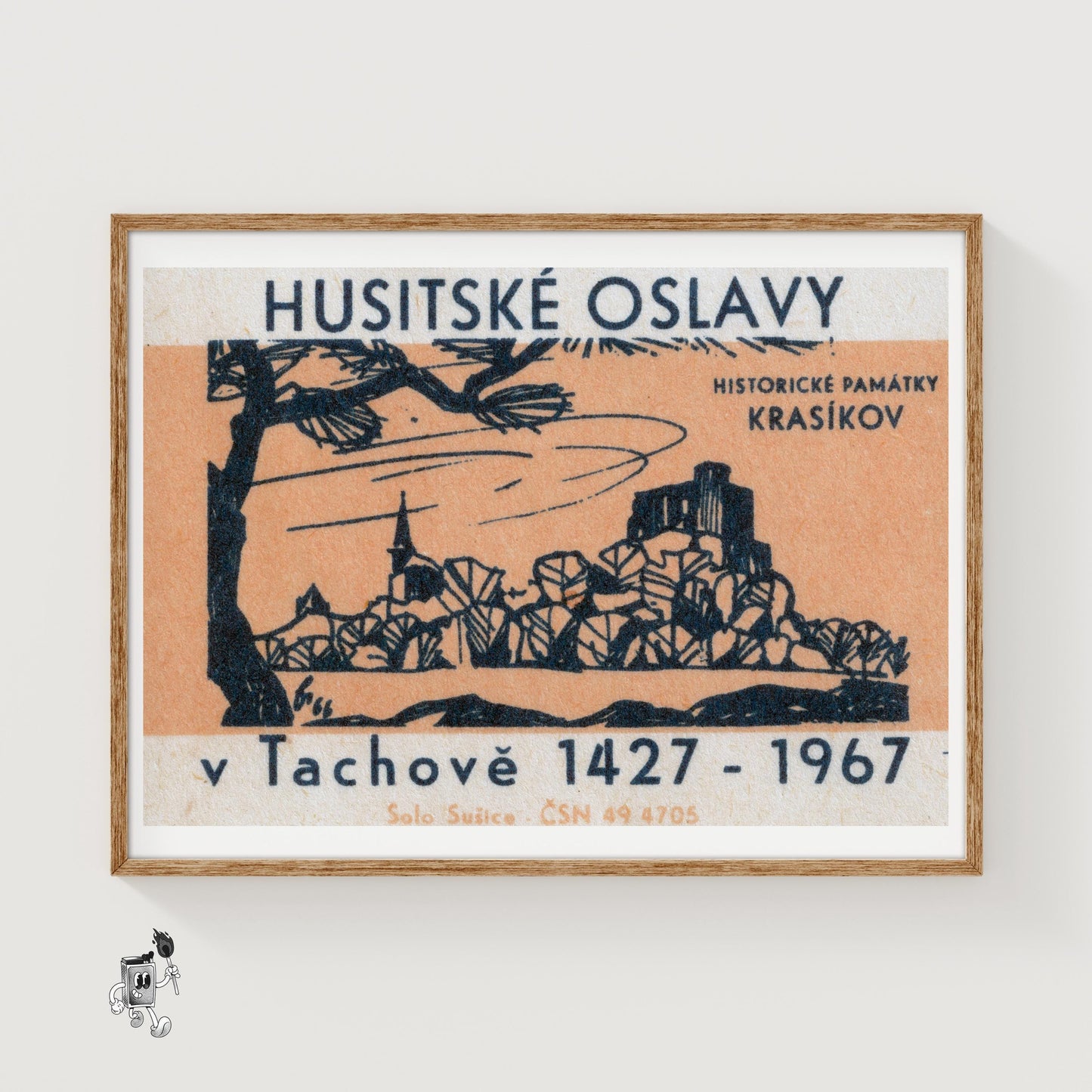 Hussite Celebration - vintage matchbox label print